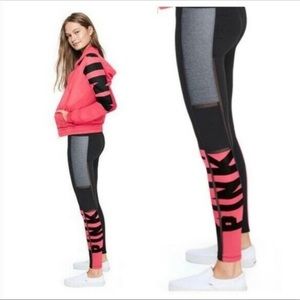 PINK Victoria’s Secret bonded high waisted pink and black leggings size small S